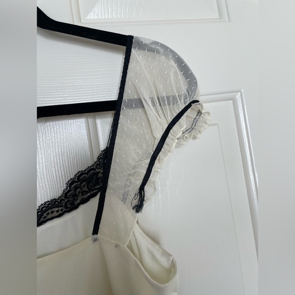 Vintage empire waist sheer cap sleeve cream & black lace Victorian Y2K dress | L - Picture 8 of 16